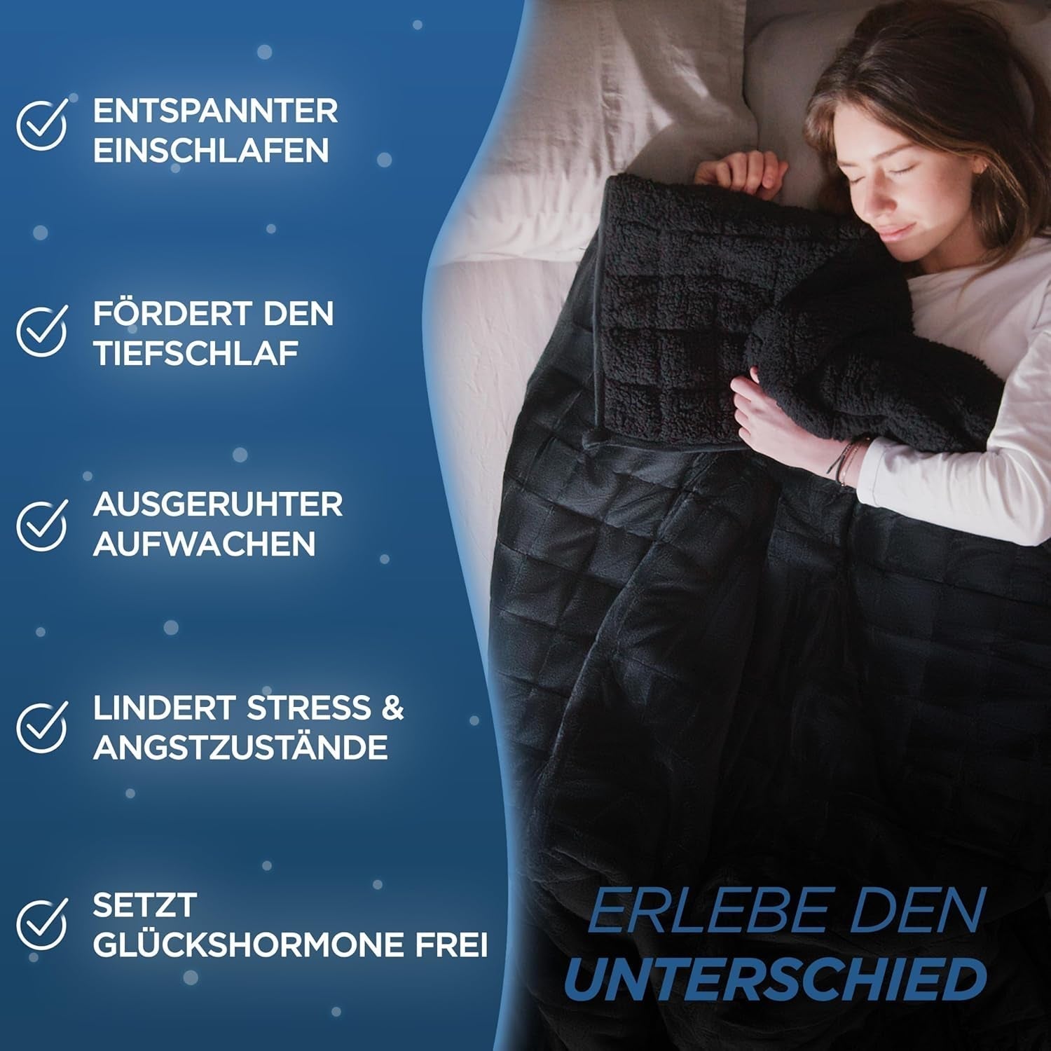 Samthus Couverture lestée 135X200Cm 9Kg Sherpa Fleece - Certifié Oeko-Tex - Couverture thérapeutique et couverture de relaxation - Dormez mieux avec notre couverture lourde - Couverture lestée - noir Lits et Couvertures Besuche den Samthus-Store