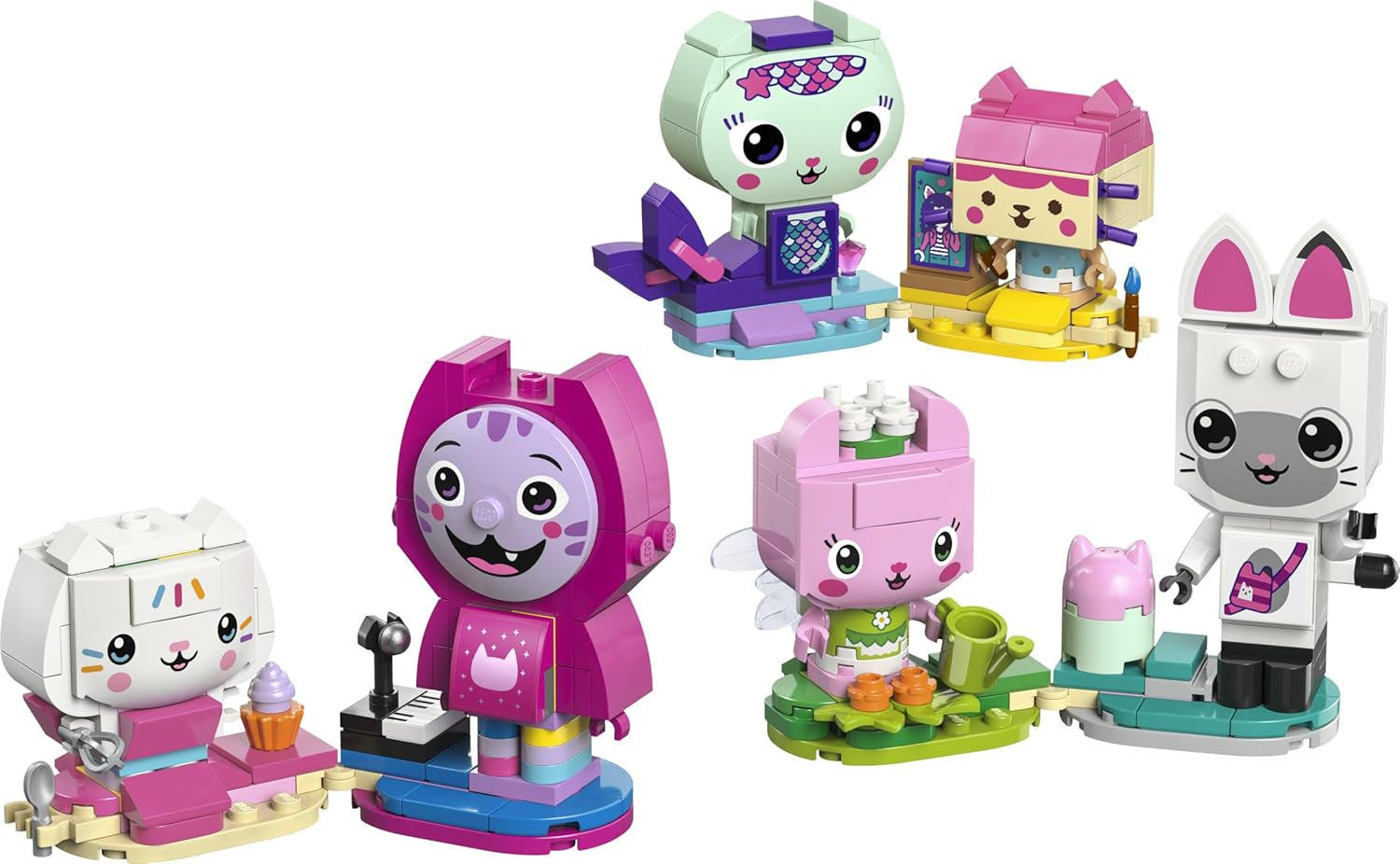 LEGO Gabbys Puppenhaus Gabbys Katzenfreunde - Spielzeug mit 6 Tierfiguren inkl. Meerkätzchen und Kitty Fairy - Ständer zum Ausstellen - Geschenk für Mädchen ab 6 Jahren - 11215