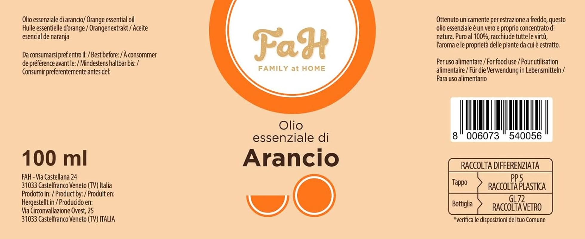 Aromă alimentară de portocale pentru patiserie, 100 ml, fara zahar si gluten Arome Naty Shop