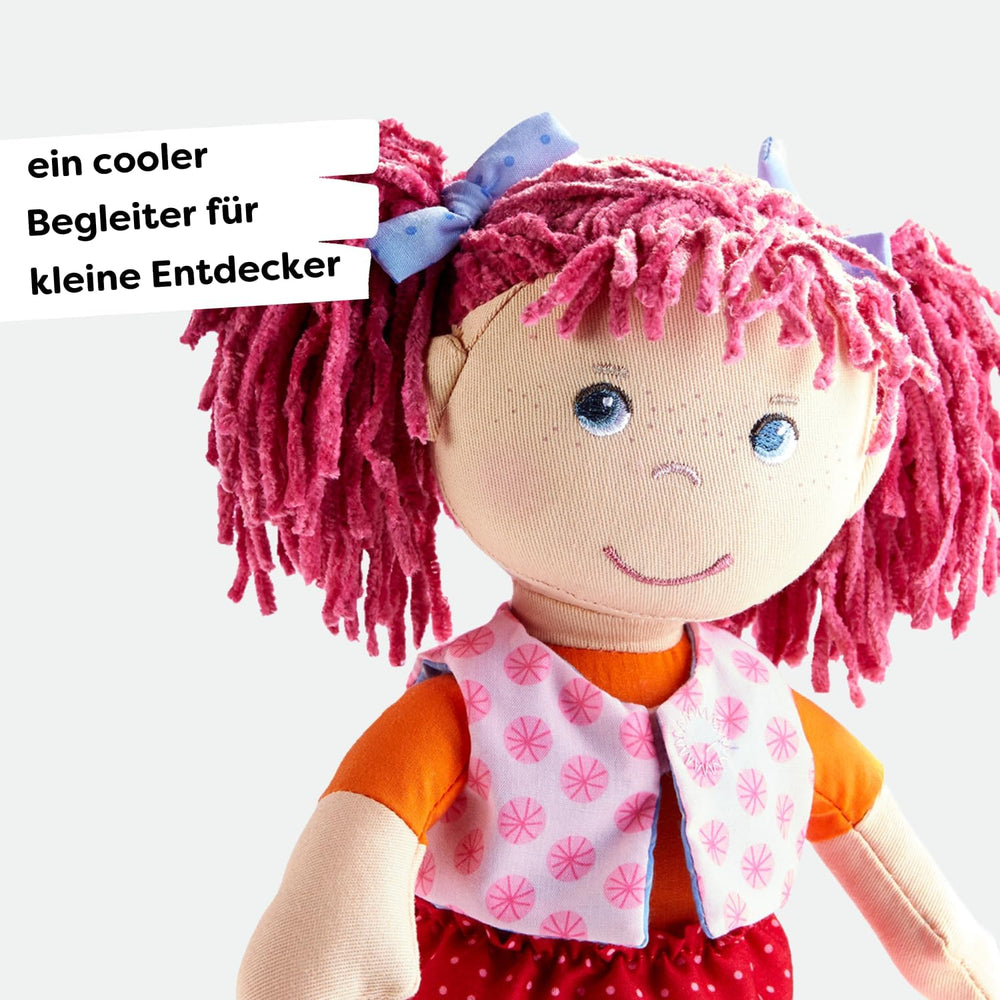 Poupée HABA Lily Lou - Poupée en tissu doux à partir de 18 mois - 30 cm avec vêtements et cheveux - Compagnon de jeu idéal pour les petits enfants - 1302842001