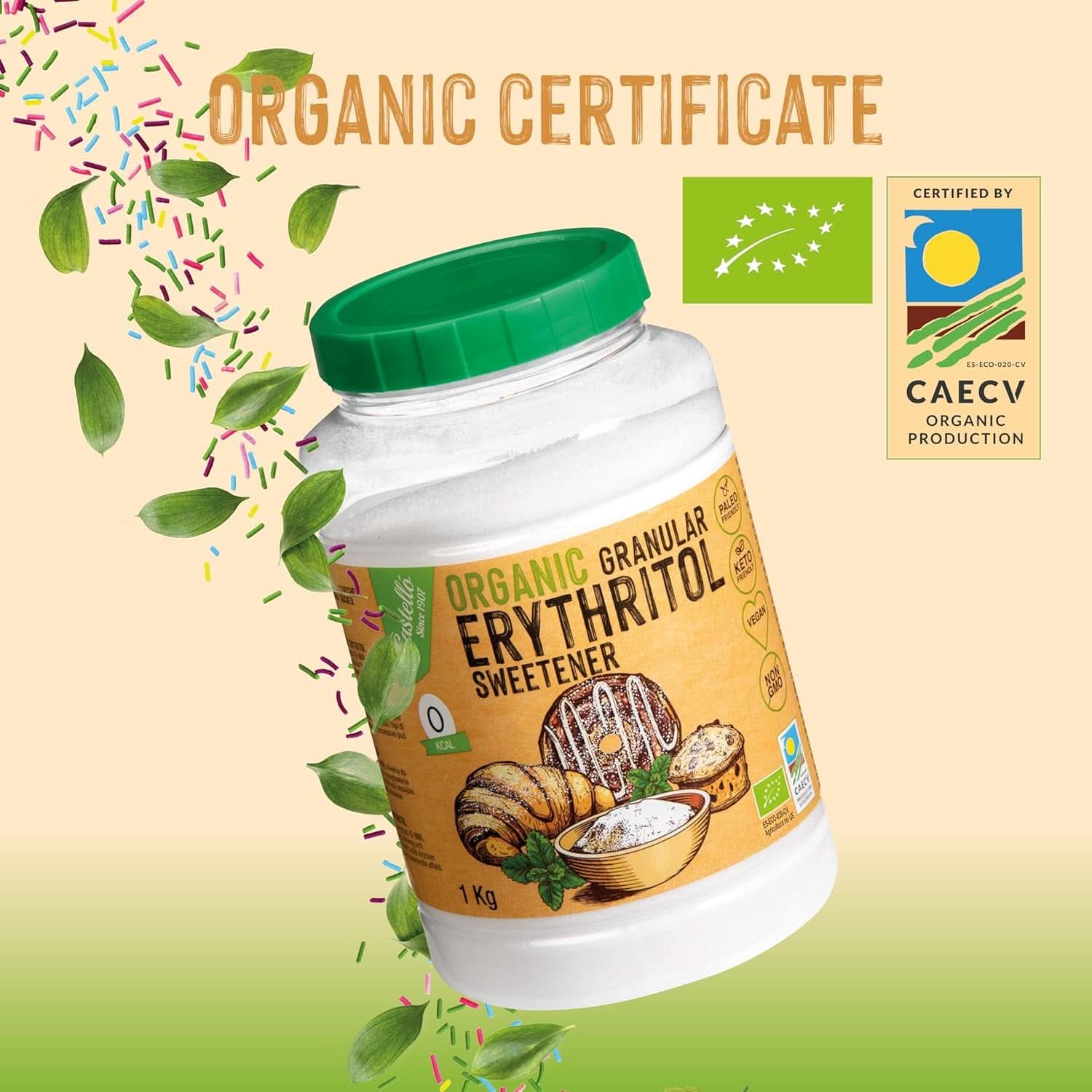 Érythritol naturel bio, 10G = 7G de sucre, 1 Kg Édulcorants Naty Shop