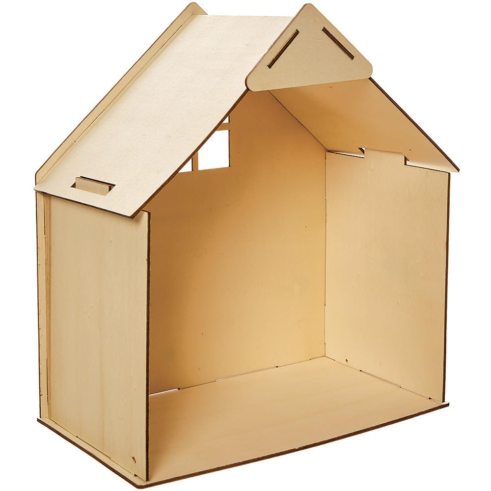 Baker Ross FN199 Kit de maison de poupée en bois - 1 paquet, Kit de maison de poupée pour enfants, Kit d'artisanat Maisons de poupées Naty Shop