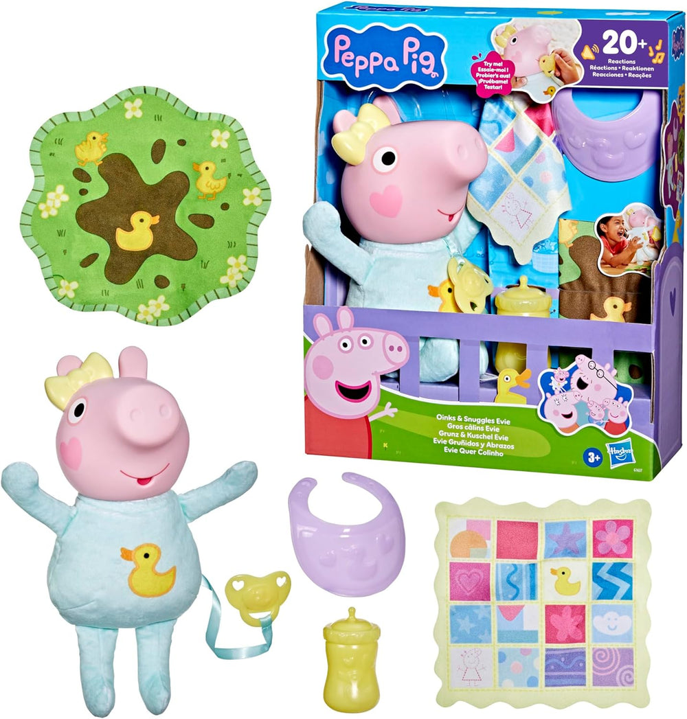 Poupée interactive Peppa Pig Evie 28 cm avec 20 sons et de nombreuses fonctions, ensemble de jouets pour enfants à partir de 3 ans