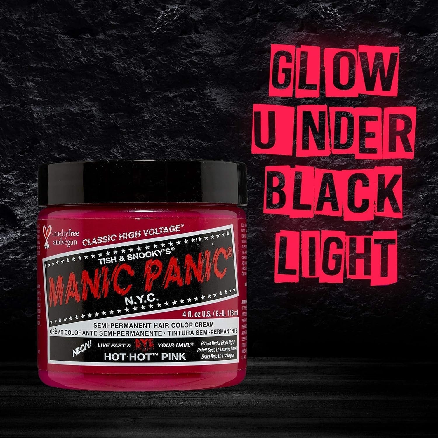 Manic Panic Hot Hot Pink Classic Cream Vegano Teinture capillaire semi-permanente sans cruauté envers les animaux 118 ml Naty Shop Hair Dye
