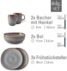 Service de petit-déjeuner Lave beige de Villeroy & Boch, 6 pièces
