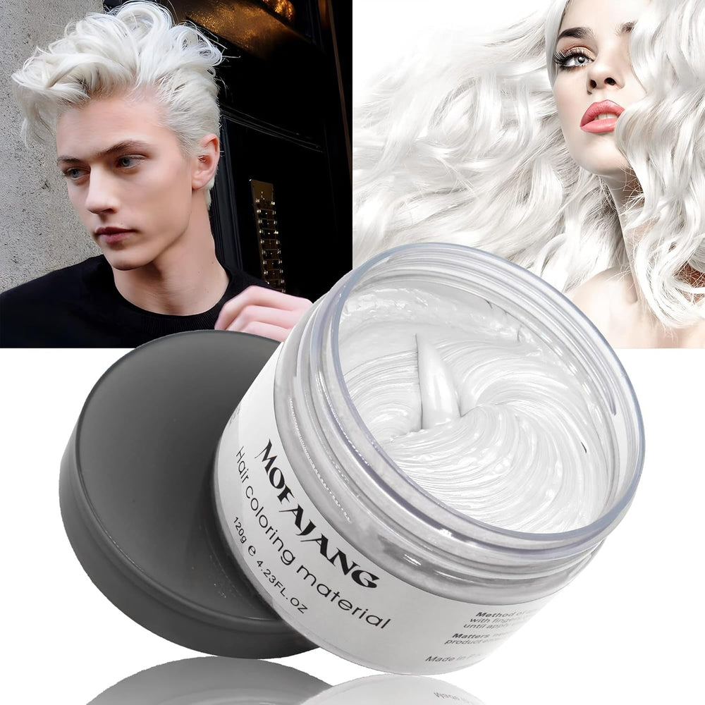 Coloration capillaire temporaire, ton de cheveux coiffant pour hommes femmes, pommade capillaire naturelle, cire de teinture capillaire pour fête, cosplay et Halloween, 4,23 oz (gris argenté) Naty Shop Coloration capillaire 1 blanc