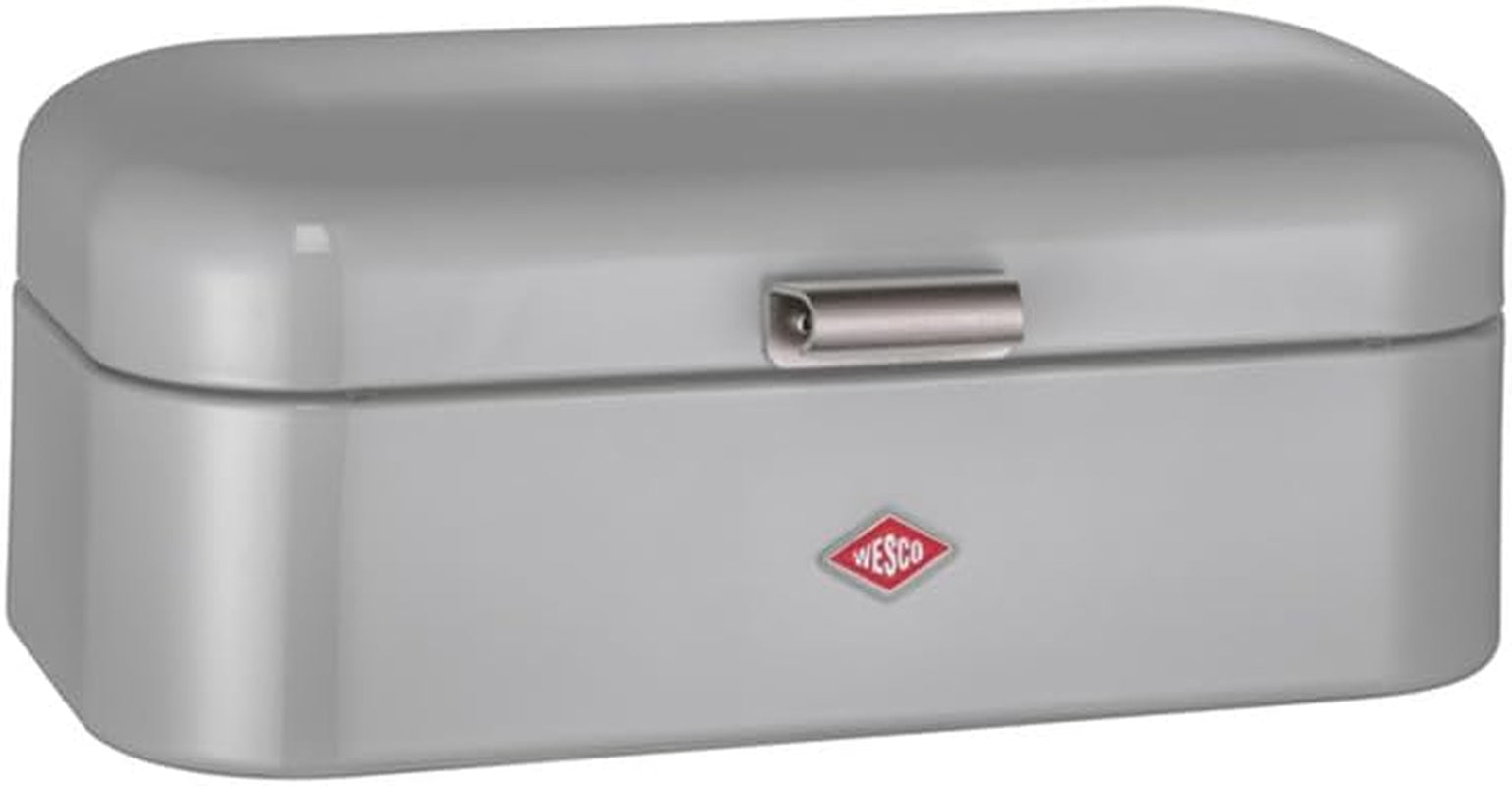 Wesco Grandy Boîte à pain en noir mat, tôle d'acier enduite de poudre, trous d'aération et poignée robuste, boîtes de conservation des aliments Naty Shop gris
