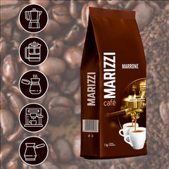 MARIZZI® Marrone - 1Kg - Grains de café 100% Arabica, arôme distinct légèrement sucré Café Naty Shop