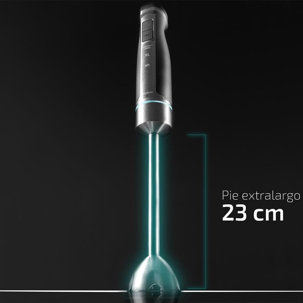 Cecotec Batteur à main Powergear 1500 - Klingen Aus Titanium Beschichtung, 21 Geschwindigkeitsstufen, 1500 W, Inklusiv Glas Mit Deckel. (Schwarz Und Edelstahl, XL) Cuisine Naty Shop