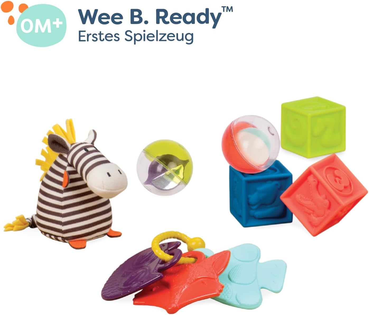 B. toys Ensemble de jouets pour bébé avec peluche zèbre, anneau de dentition, blocs de construction souples et balles - Coffret cadeau de jouets de motricité pour nouveau-nés à partir de 0 mois Jouets pour bébés Naty Shop