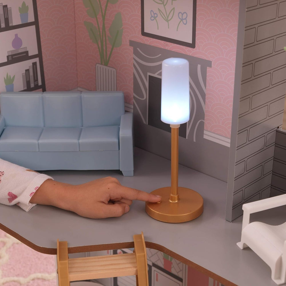 Kidkraft Alina Maison de poupée en bois avec meubles et accessoires pour poupées de 30 cm, ensemble de jeu à 3 niveaux avec chien et escalier mobile, jouet pour enfants de 3 ans, 10229 Naty Shop Dollhouses