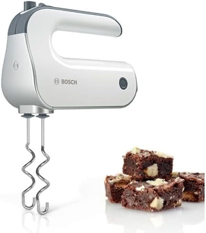 Bosch Handrührer Styline MFQ4835DE, 2X2 Rührbesen, 2 Edelstahl-Nethaken, Spülmaschinengeeignet, 575 W, Blanc Cuisine Naty Shop