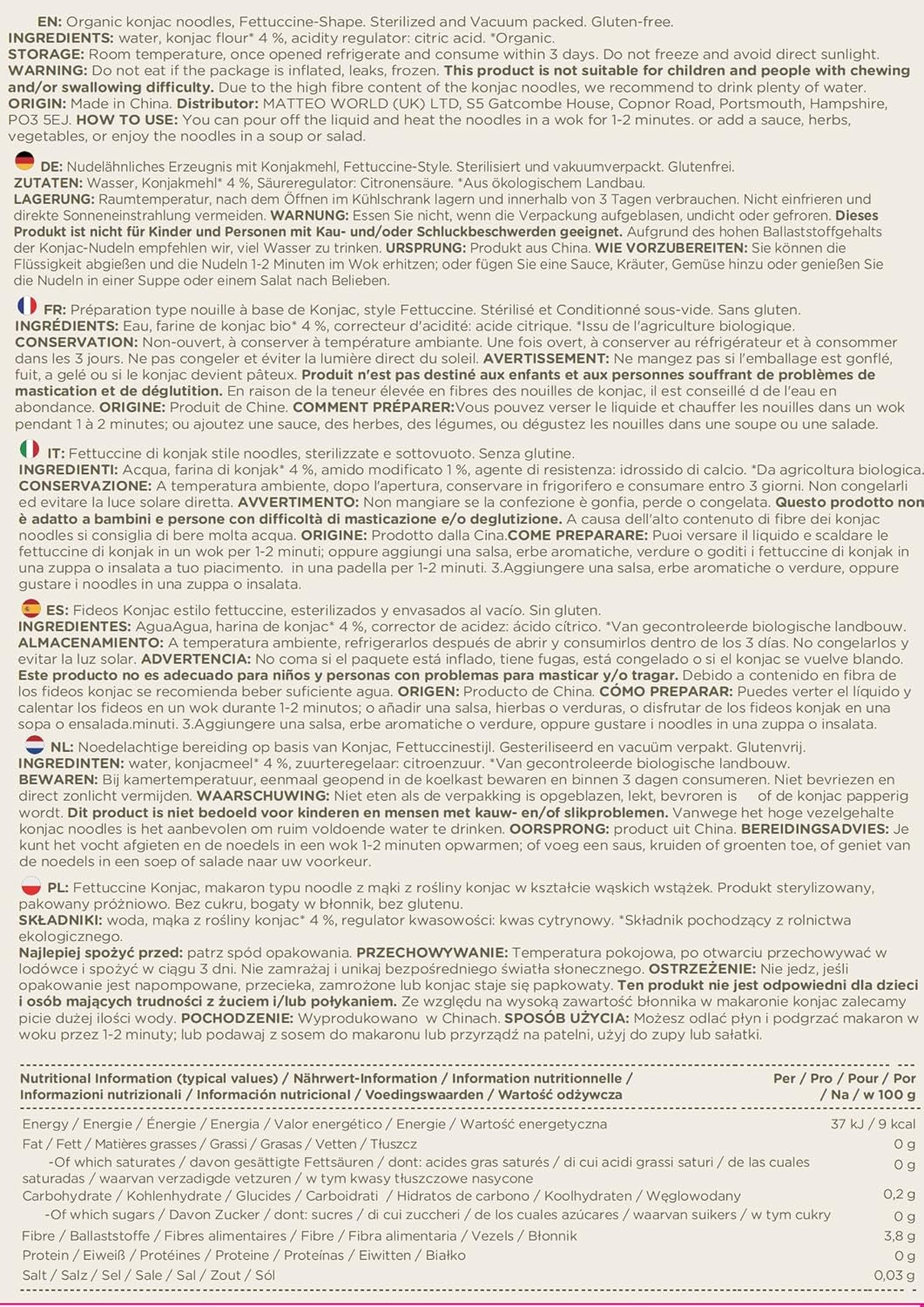 Elf-Family 6 boîtes (12 pièces) de nouilles shirataki de konjac biologiques ultra faibles en glucides végétaliennes sans gluten - 1,62 kg, sans glucides/céto/faible en calories/sans gras/sans sucre nouilles instantanées - Spaghetti et fettuccine