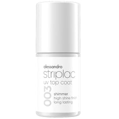 alessandro Striplac UV Top Coat Shimmer - Ongles brillants et résistants aux rayures jusqu'à 15 jours - Peut être utilisé avec ou sans colorant - Technologie d'élimination en douceur - Vegan - Argent, Transparent, 6,5 ml