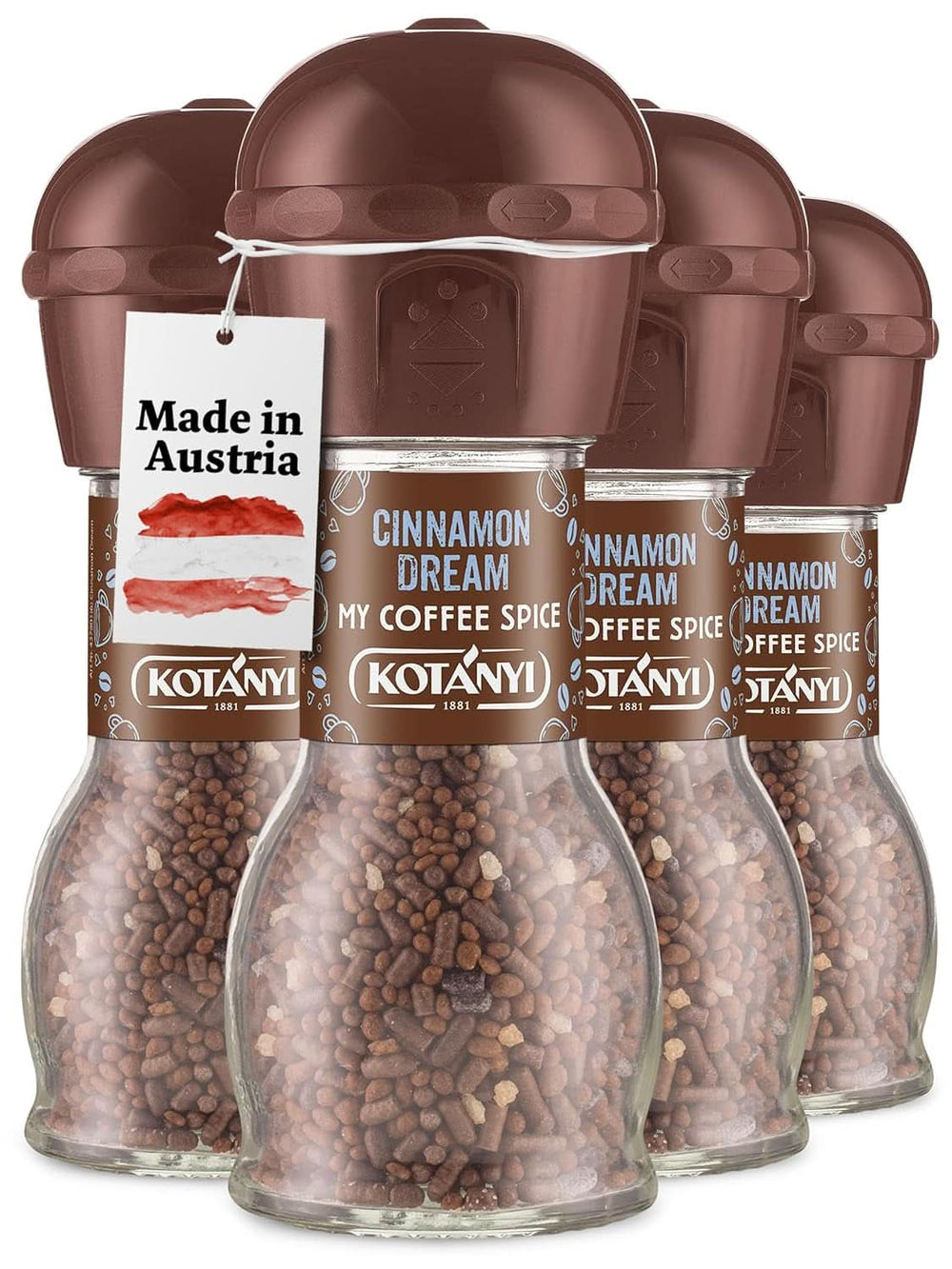 Garniture pour café Kotanyi Cacao Kiss | Merveilleux chocolat avec de fins morceaux de chocolat, paquet de 4 (4 X 63 grammes) Naty Shop Cinnamon Dream Set de 4