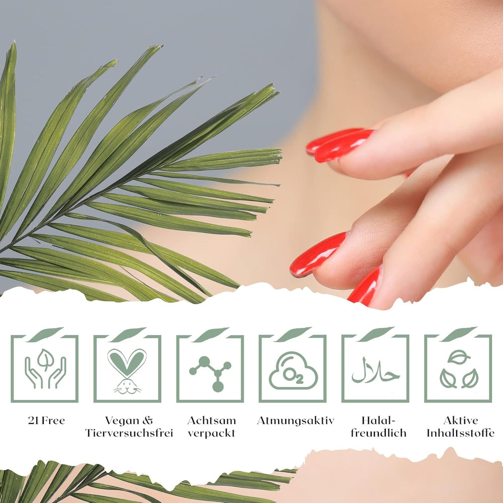 Vernis à ongles rouge à séchage rapide (Poppy Red) - vernis à ongles naturel avec formule végétalienne - respirant, durable et durable, 14 ml