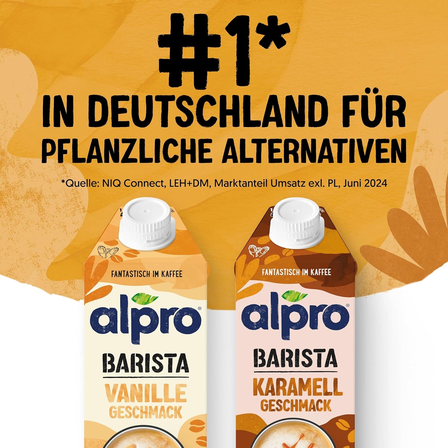 Alpro Barista Vanille – Zum Aufschäumen – Von Natur aus laktosefrei – Riche en substances de ballast, calcium et vitamines – 8 x 750 ml – Haltbar