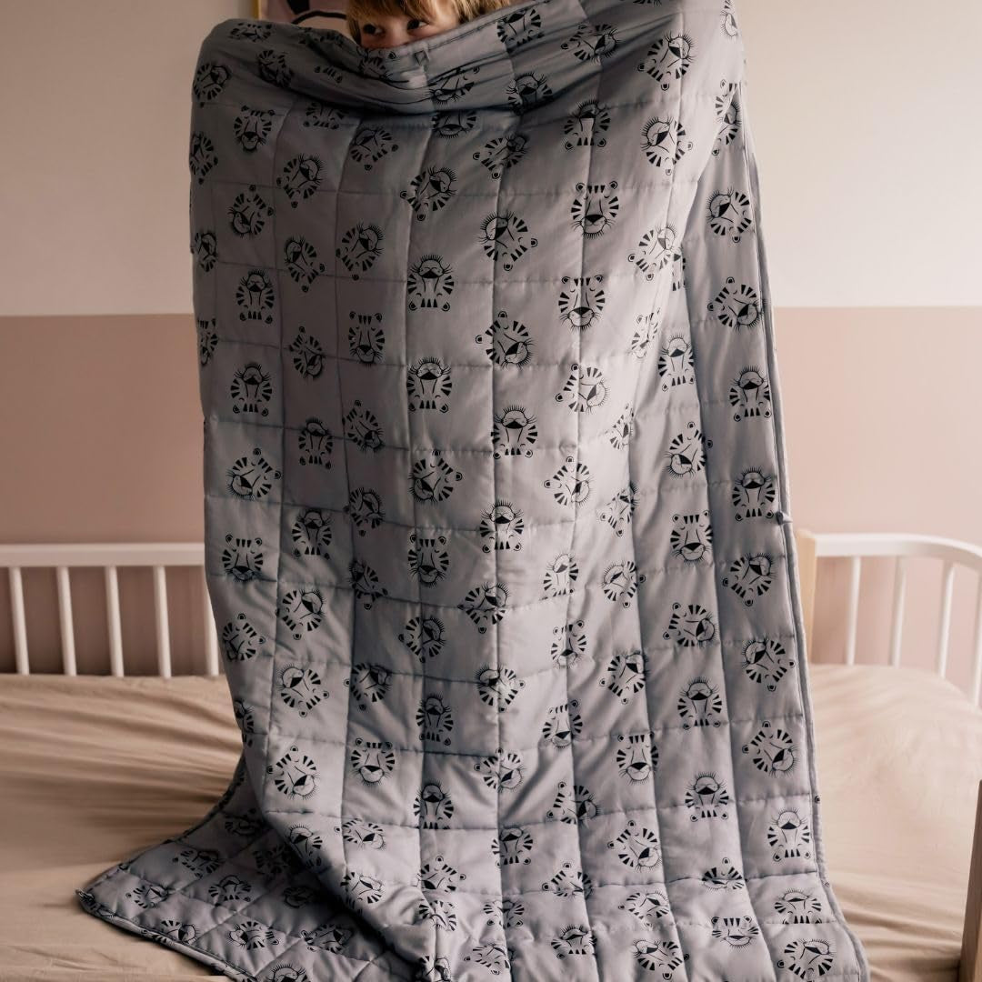 Couverture pondérée pour bébé | 3,5 kg | 100X150Cm | Couverture thérapeutique | Couvertures lestées | Couverture épaisse (visage de tigre bleu, 3,5Kg-100X150 Cm) Lits et Couvertures BLENKZ.