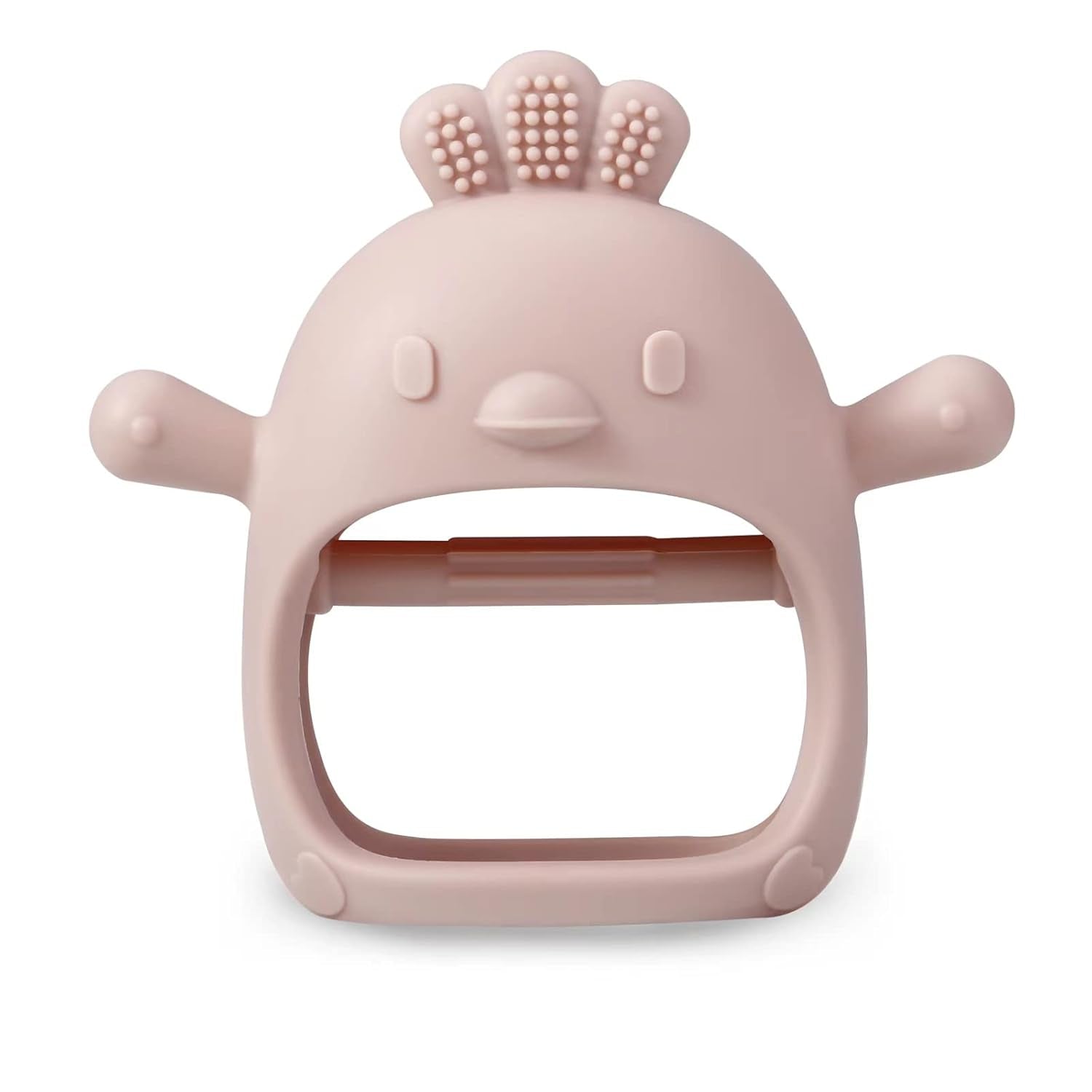 PandaEar Jouet de dentition en silicone pour bébé | Gant de dentition suggéré | Sucette à mâcher pour soulager la douleur (blanc/rose)