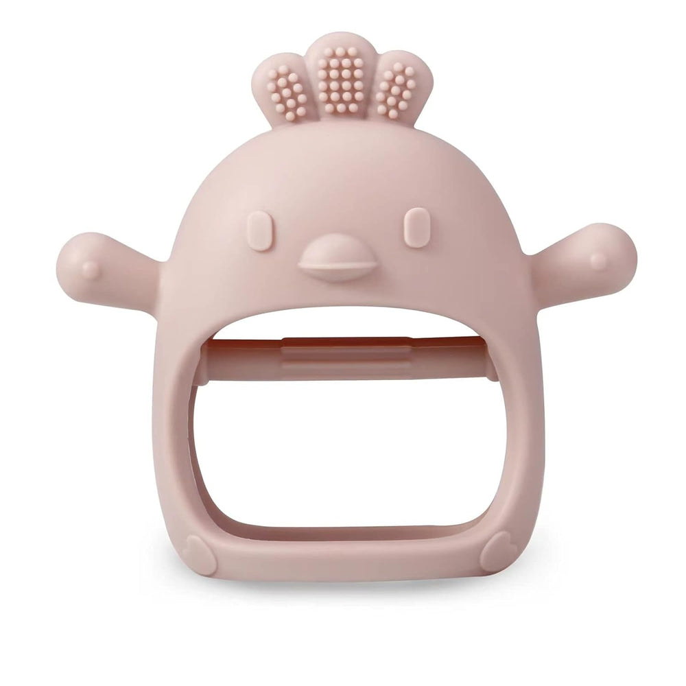 PandaEar Jouet de dentition en silicone pour bébé | Gant de dentition suggéré | Sucette à mâcher pour soulager la douleur (blanc/rose)