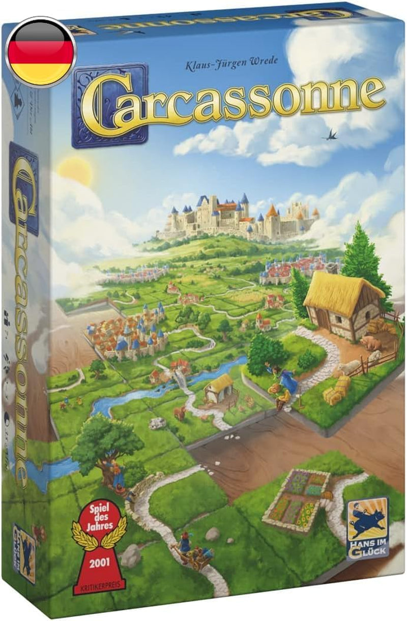 Hans im Glück, UNbox Now, Carcassonne V3.0, jeu de base, jeu familial, jeu de l'année 2001, 2-5 joueurs, 7 ans et plus, 35 minutes de jeu, allemand