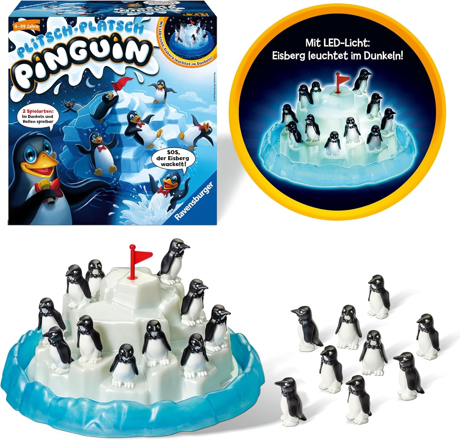 Ravensburger 21325 - Pingouin de Plitsch Platsch - grand facteur de dextérité amusant pour les enfants et les adultes - classique pour 1 à 5 joueurs à partir de 4 ans - cadeaux d'anniversaire