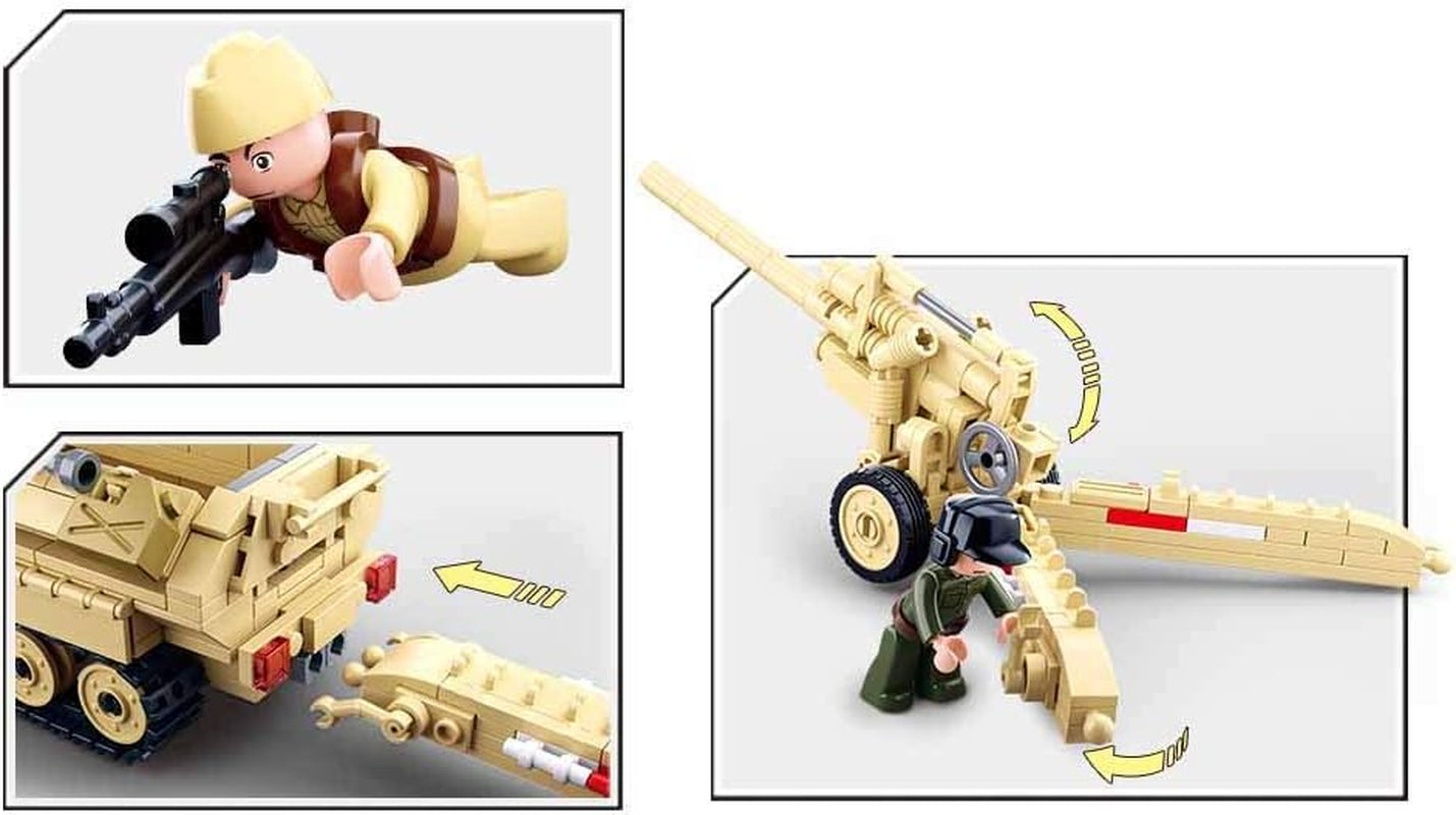 Seconde Guerre mondiale - Deutsches Halbkettenfahrzeug [M38-B0695], Spielset, Klemmbausteine, Soldaten, mit Spielfigur, Army WWII, Für Kinder ab 4 Jahren, Sluban SL95566