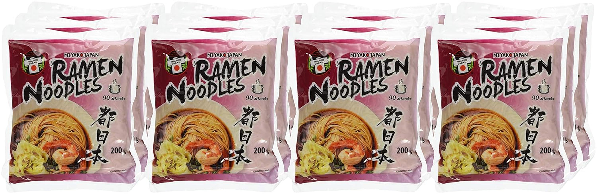 Paquet de 12 nouilles ramen de style japonais Miyako (12 x 200 g)