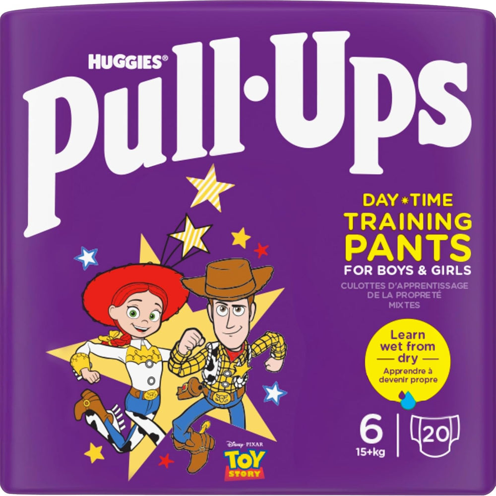 Huggies Pull-Up Trainer Day Couches pour garçons – 2-4 ans Taille 6-7 Couches pull-up (40 pantalons) – Pantalons d'apprentissage de la propreté pour un apprentissage facile de la propreté – Apprendre de l'humide au sec