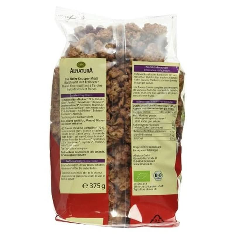 Ovăz organic Crunchy Wild Berry, 375 grame Cereale Naty Shop