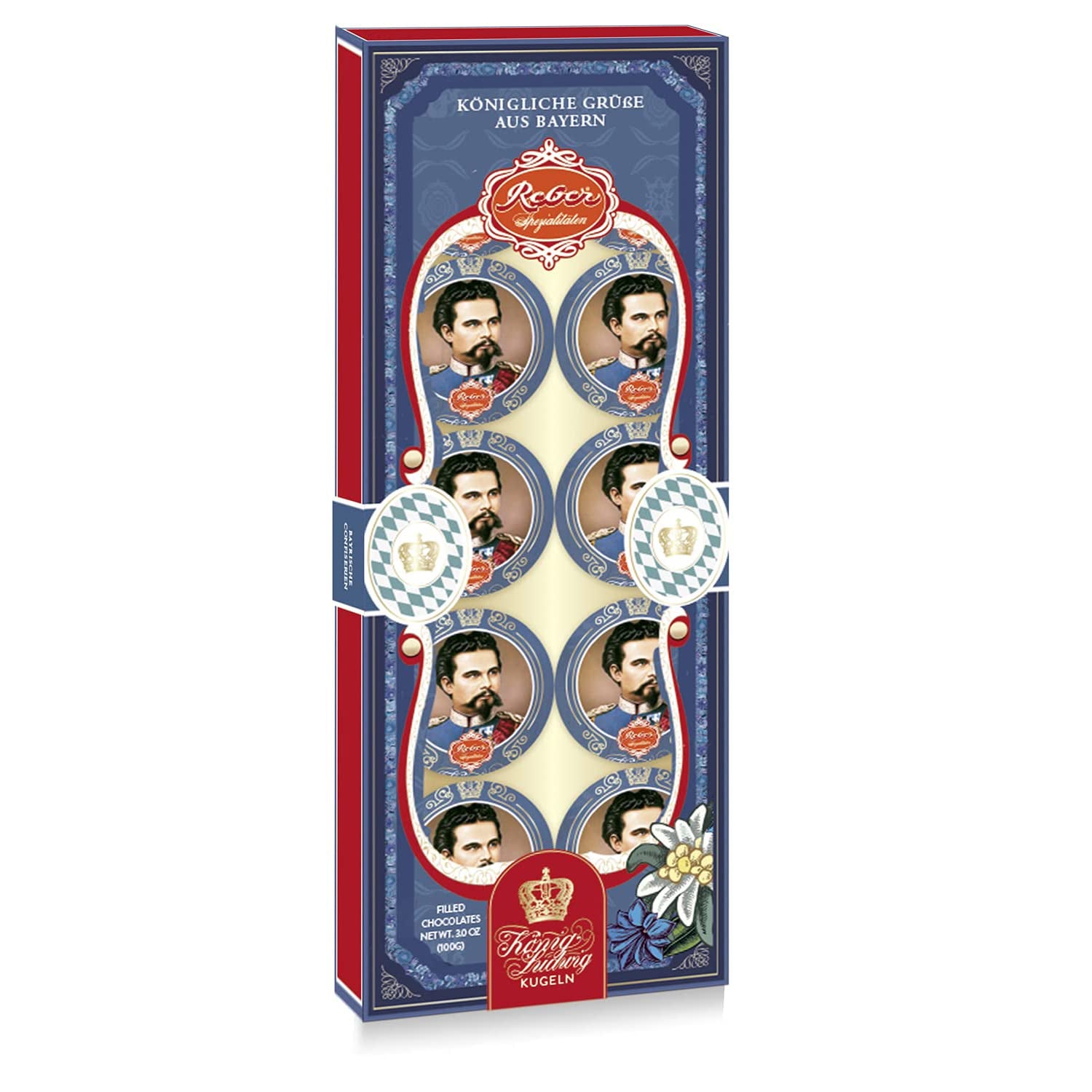 Boules Reber Mozart au chocolat noir, pack de 6 avec pâte d'amande et nougat, vegan - 1 x 120 g