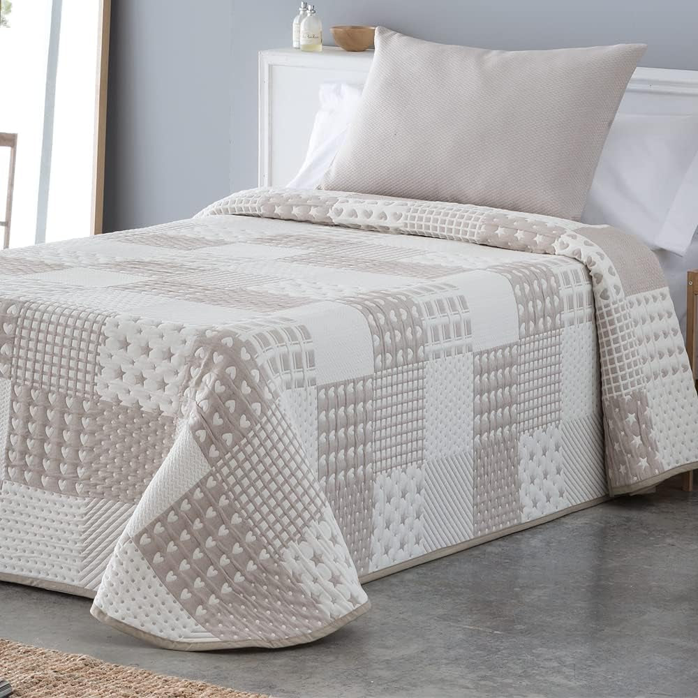 VIALMAN Colcha Bouti Ligera Couvre-lit Sofia 21, coton polyester, beige, Cama 150 : 250 X 270 Cm Lits et Couvertures Besuche den VIALMAN-Store