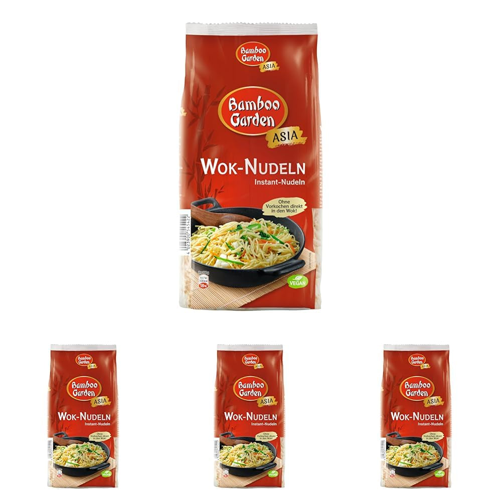 Jardin de Bambou - Nouilles Wok | Nouilles instantanées à l'œuf | Mélanger, aucune pré-cuisson nécessaire | Pour les plats asiatiques au wok | 250 g dans un sachet