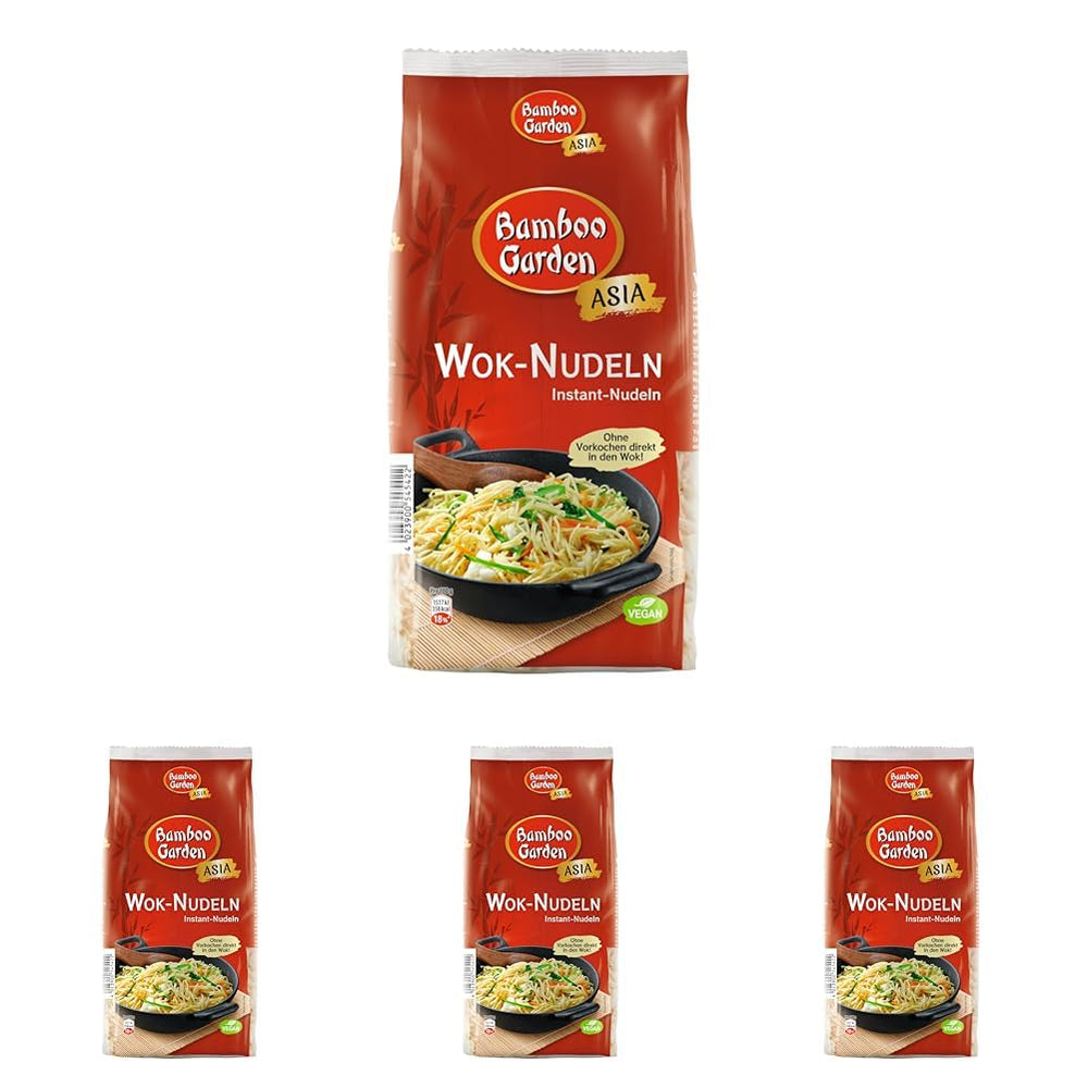 Jardin de Bambou - Nouilles Wok | Nouilles instantanées à l'œuf | Mélanger, aucune pré-cuisson nécessaire | Pour les plats asiatiques au wok | 250 g dans un sachet