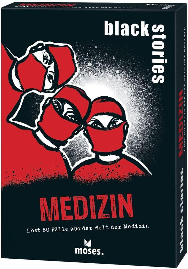 Moïse. Black Stories Medicine - 50 puzzles avec des cas du monde de la médecine, un jeu de cartes criminelles avec des variantes de jeu et des jetons de score, un jeu de réflexion pour adolescents et adultes.