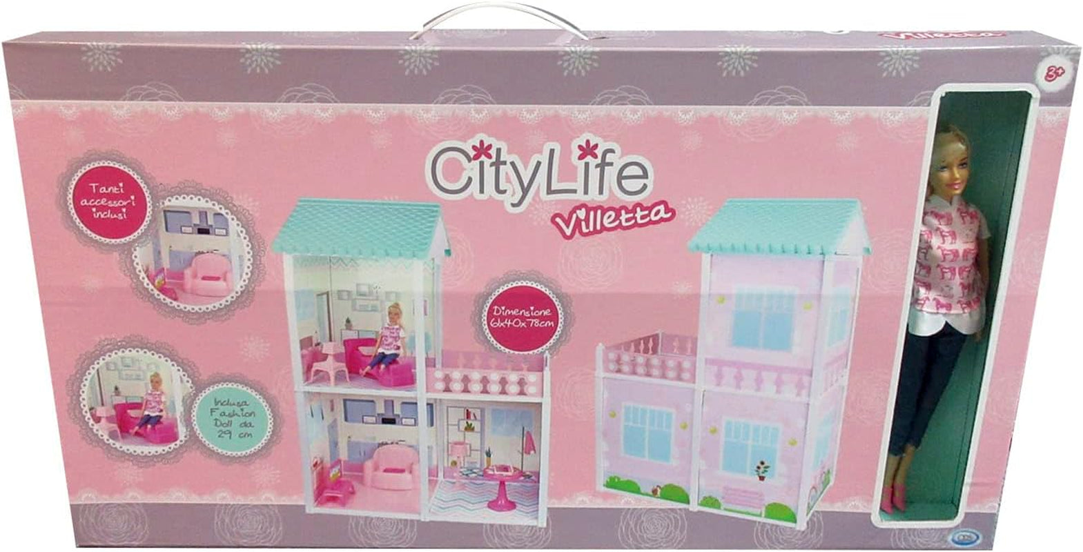 City Life - Villetta avec 3 pièces et accessoires Playset taille assemblé 61 X 40 X 78 Cm Maisons de poupées Naty Shop