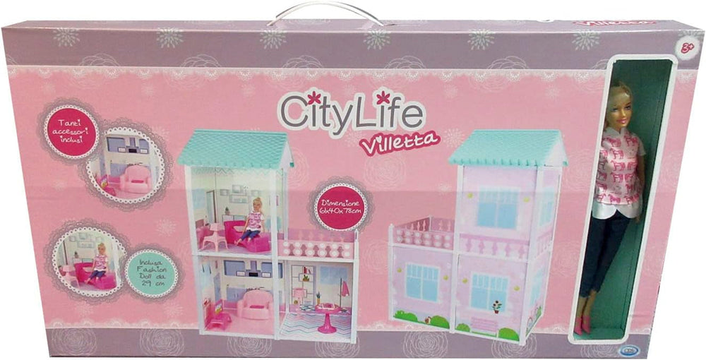 City Life - Villetta avec 3 pièces et accessoires Playset taille assemblé 61 X 40 X 78 Cm Maisons de poupées Naty Shop