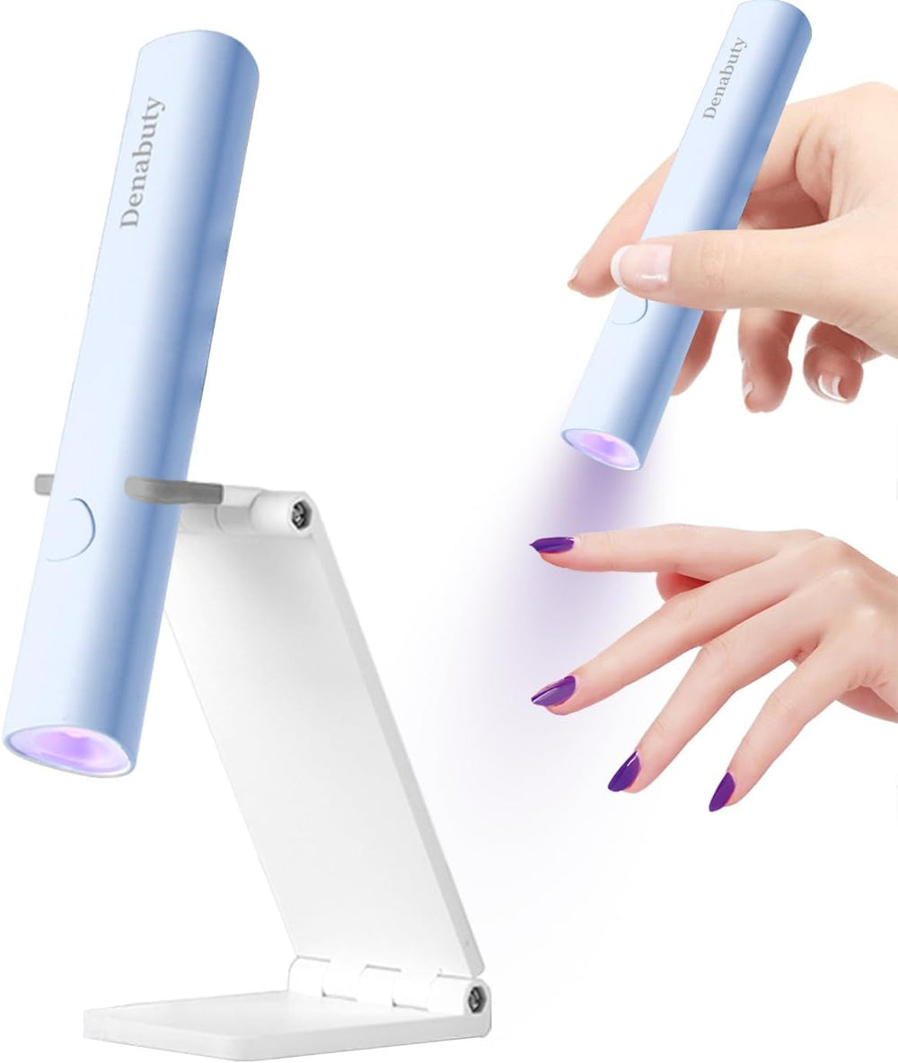 Denabuty Lampe UV pour Vernis à Ongles Gel, Mini Lampe LED U V pour Remplacement des Ongles avec Support Tragbare Petite Lampe UV pour Vernis à Ongles Gel, pour Aushärten Von Nagelkleber & Nail Tips Blanc