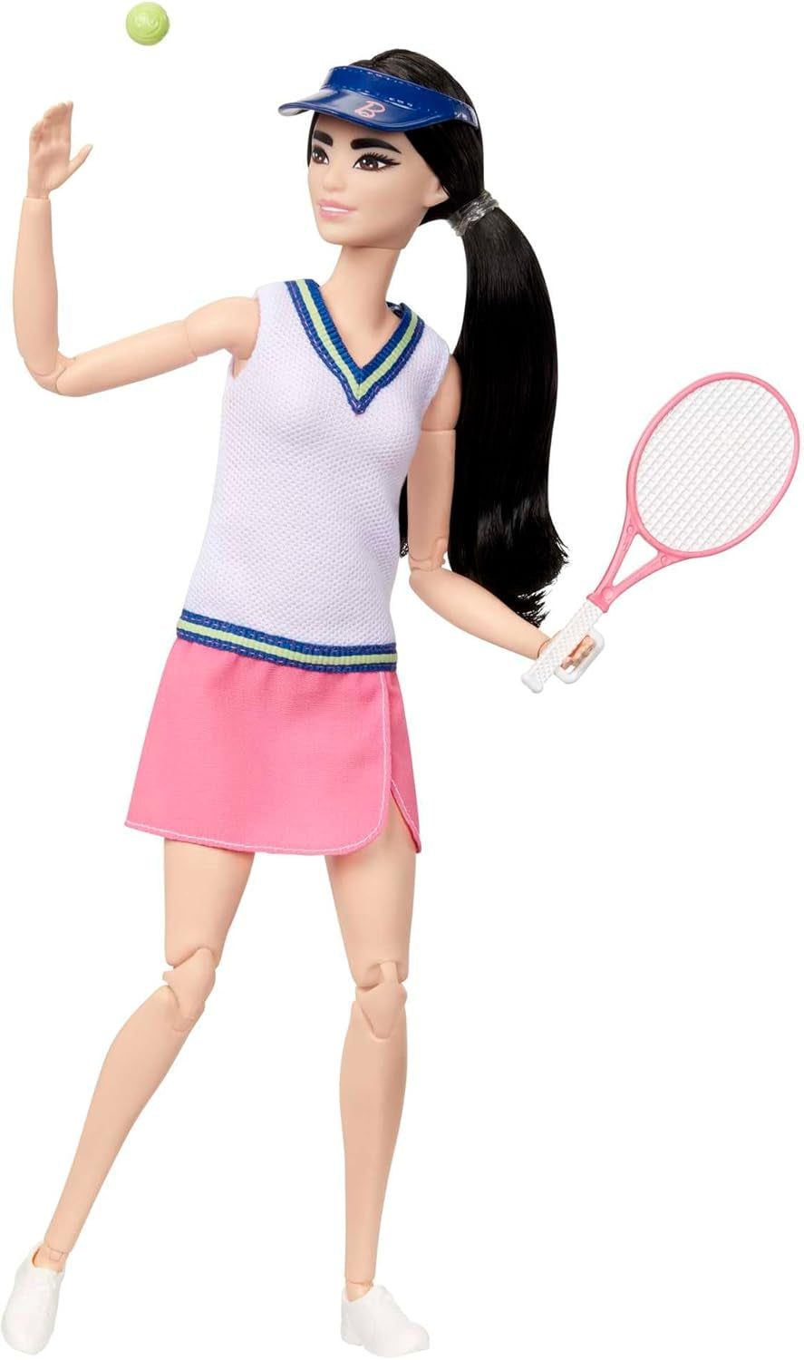 Barbie Made to Move - Joueuse de tennis avec raquette et balle - Poupée avec 22 articulations pour un jeu réaliste pour les fans de tennis et les enfants à partir de 3 ans, HKT73 Naty Shop Dolls