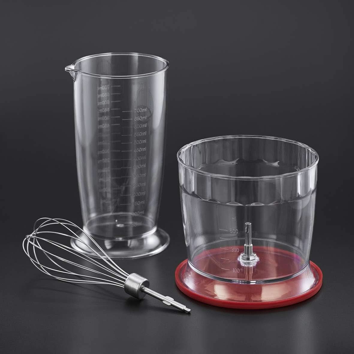 Russell Hobbs Stabmixer [3-In-1: Pürierstab/Zerkleinerer, Mixer- & Schneebesenaufsatz] Desire Rot (sans BPA & Spülmaschinenfestes Zubehör, Für Smoothie, Suppen Saucen, Yaourt Babynahrung) 24700-56 Kitchen Naty Shop