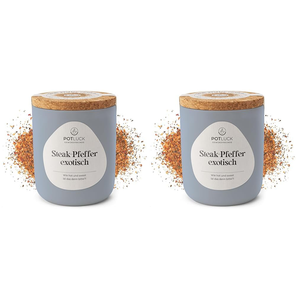 Repas-partage | Steak-Pfeffer exotique | Gewürzzubereitung im Keramiktopf | 80g | Végétalien, sans gluten et avec des ingrédients naturels