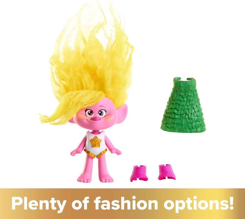 Mattel DREAMWORKS TROLLS Together Strong - Queen Poppy, Viva, Branch, Guy Diamond avec Tiny Diamond avec cheveux en peluche et 5 articulations, pour 3 ans et plus, HNF07 Naty Shop Dolls