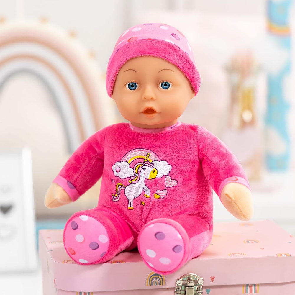 Bayer Design 93029AC Poupée bébé, Spielpuppe, Kuschelpuppe, weich, ca. 30 cm, Rosa, Einhorn