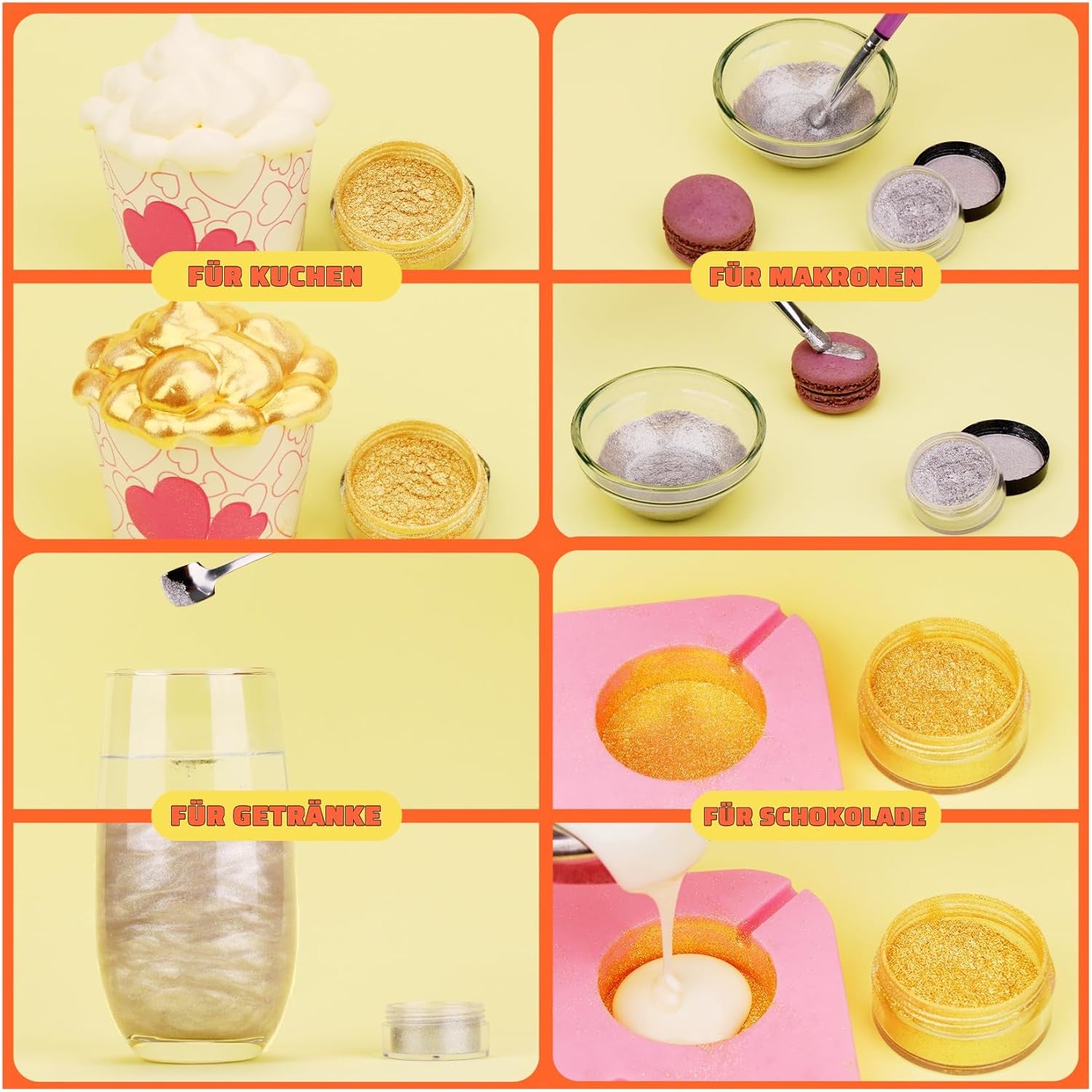 Paillettes comestibles pour boissons – Fidton 2 couleurs en poudre colorant alimentaire, paillettes comestibles pour gâteaux, fondant doré, beignet, paillettes comestibles pour boissons, cocktails, or et argent comestibles – 5 g