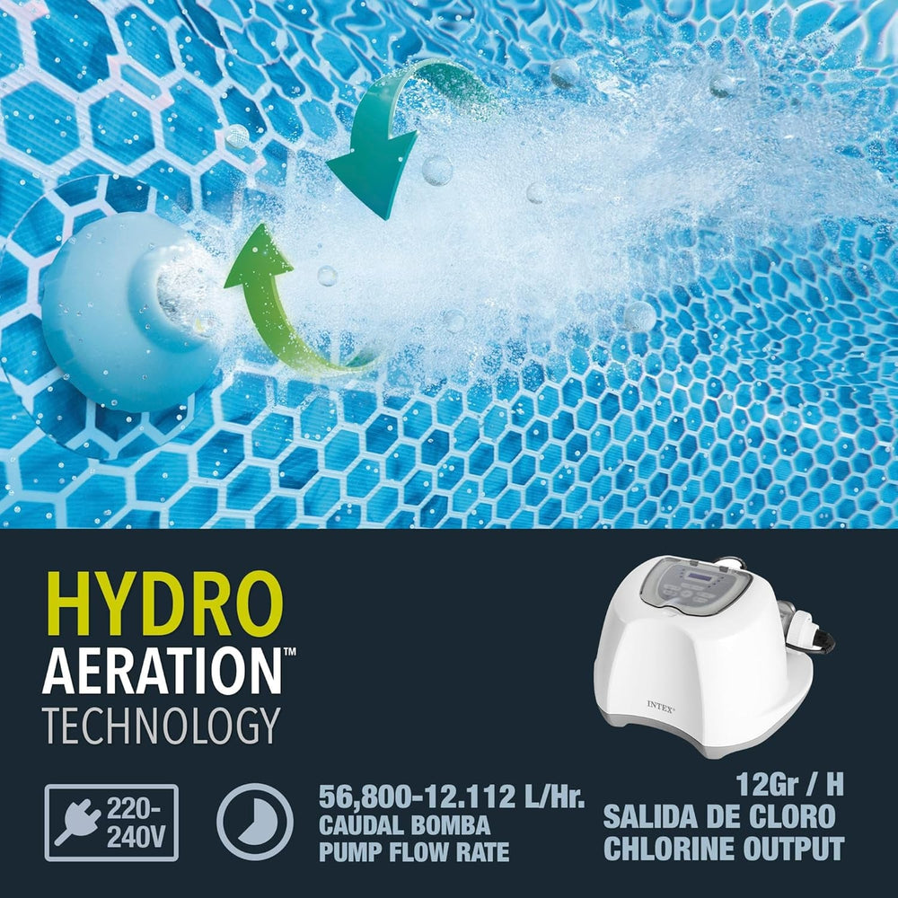 Intex 26670 – Sistem de filtrare cu apă sărată Krystal Clear, pentru pompă de filtrare 2650-12112 L/h, pentru piscine mici de până la 56800 L, plastic, alb
