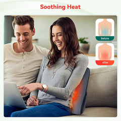 Snailax Oreiller de soutien lombaire ergonomique avec massage et chaleur, oreiller de dos Shiatsu en mousse à mémoire de forme, coussin de siège avec 3 intensités de massage | 2 niveaux de chaleur | 3 minuteries | position assise confortable