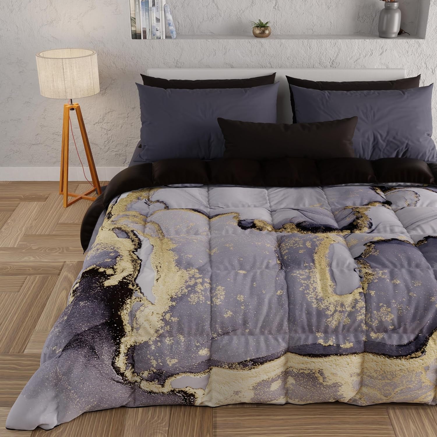 PETTI Artigiani Italiani - Couette d'hiver, Couette d'hiver, Couette simple, Double face, Impression monochrome et numérique, microfibre 100% hypoallergénique, Fabriqué en Italie