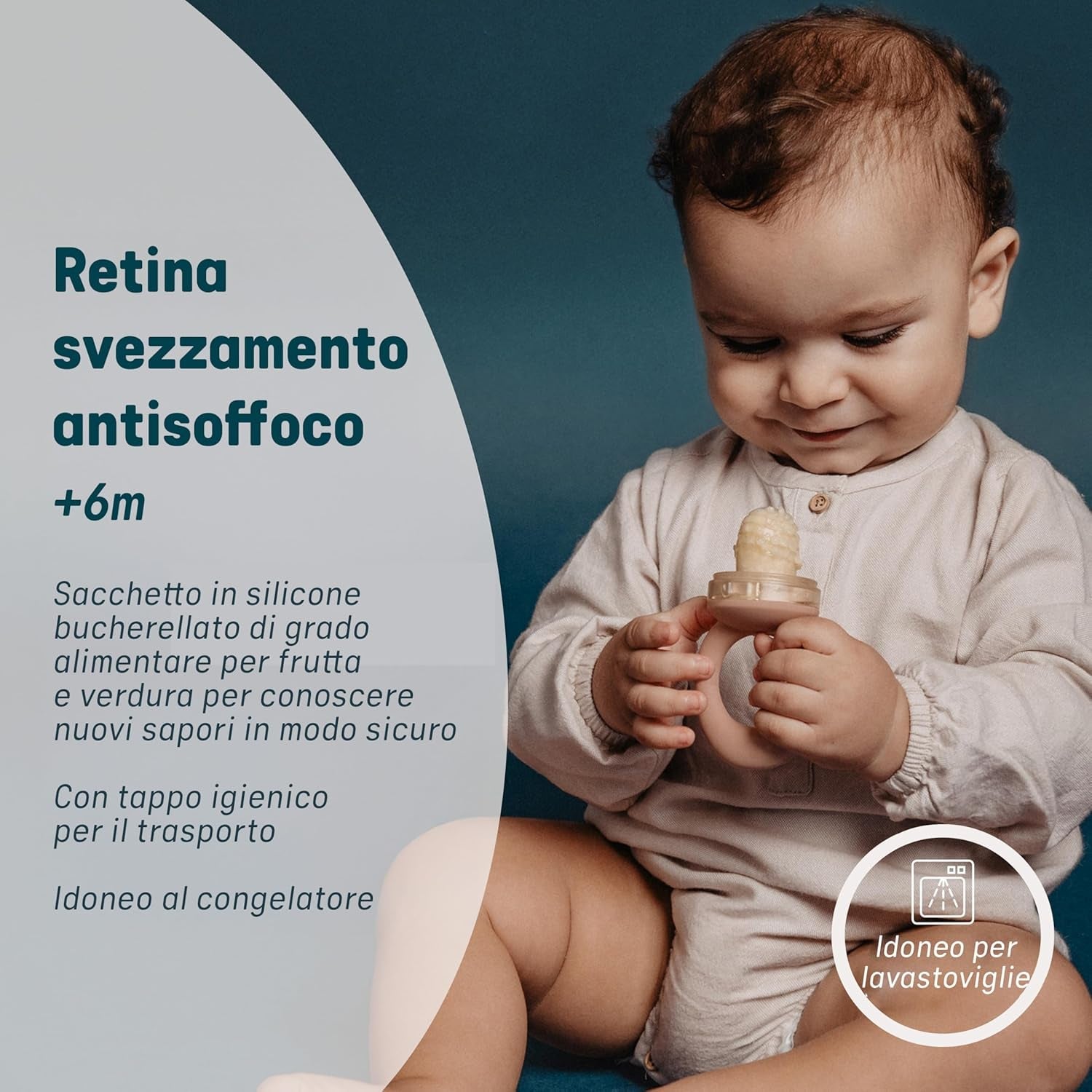 Suavinex Pare-mastication pour bébé en silicone de qualité alimentaire avec couvercle, facile à nettoyer, passe au lave-vaisselle et au congélateur, apaise les gencives 6 mois, vert