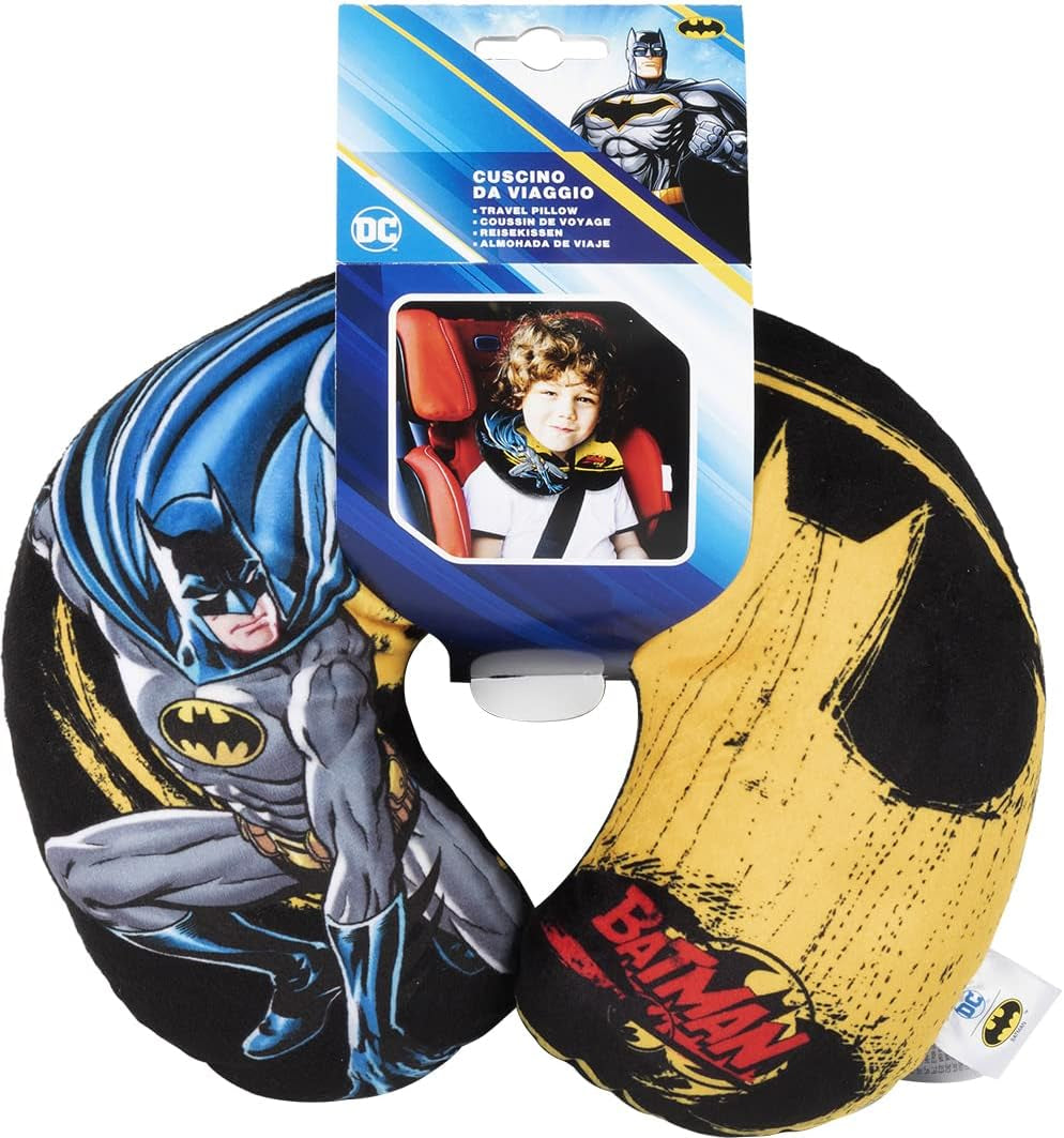 DC Comics Coussin de voyage doux Batman pour voiture - Sécurité enfant - Confort super-héros Bat Man, Cuscino Da Viaggio Auto, bleu clair, taille unique - Naty Shop