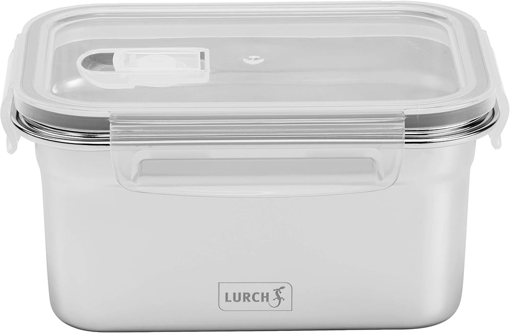 Lurch 240895 Boîte à lunch Boîte de sécurité/stockage en acier inoxydable de haute qualité avec couvercle en plastique sans BPA 2000 ml Boîtes de conservation transparentes Naty Shop 1000 ml